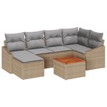 vidaXL Ensemble de Canapés de Jardin de 7 Pièces avec Coussins Beige en Rattan Acacia