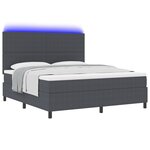 vidaXL Lit Sommier à Ressorts avec Matelas & LED Gris Foncé en Tissu en Cordeau