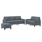 vidaXL Ensemble de canapés 3 Pièces avec coussins Gris foncé Velours