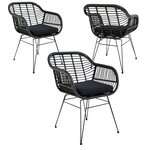 6 fauteuils en polyrotin noir TRIESTE