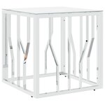 vidaXL Table basse argenté 50x50x50 cm acier inoxydable et verre