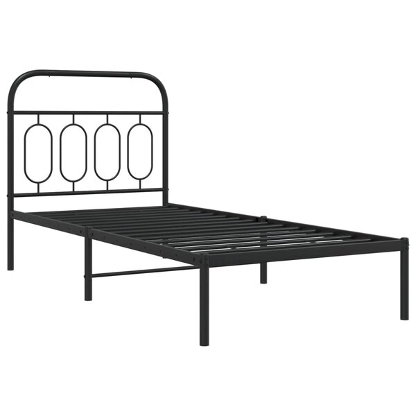 vidaXL Cadre de lit métal avec tête de lit noir 90x190 cm