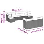 vidaXL Salon de jardin 10 Pièces avec coussins marron résine tressée