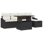 vidaXL Ensemble de canapé de jardin 6 pièces avec coussins Noir Poly Rotin