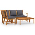 vidaXL Salon de jardin 4 Pièces avec coussin Bois d'acacia solide