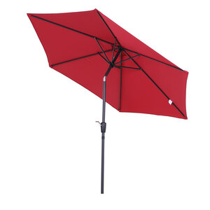 Parasol inclinable de jardin balcon terrasse manivelle toile polyester imperméabilisée haute densité 180 g/m² Ø2 7 x 2 35H m alu rouge vineux