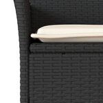 vidaXL Ensemble à manger de jardin et coussins 3 Pièces noir rotin verre
