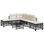 vidaXL Salon de jardin d'angle 3 Pièces avec coussins noir résine tressée