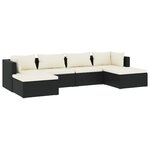 vidaXL Salon de jardin 6 Pièces avec coussins Résine tressée Noir