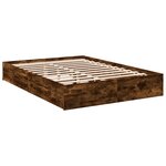 vidaXL Cadre de lit et tiroirs chêne fumé 150x200 cm bois d'ingénierie