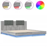 vidaXL Cadre de lit avec LED sans matelas sonoma gris 160x200 cm