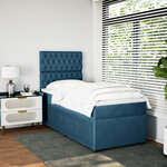 vidaXL Sommier à lattes de lit avec matelas bleu 90x200 cm velours