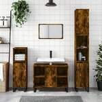 vidaXL Ensemble de meubles de salle de bain 3 Pièces Chêne fumé