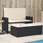 vidaXL Banc de jardin avec coussins et repose-pied noir résine tressée