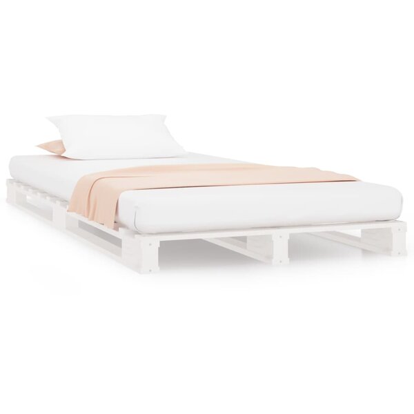 vidaXL Lit de palette Blanc 90x190 cm Bois de pin massif Simple