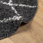 vidaXL Tapis shaggy à poils longs moderne noir et crème Ø 100 cm