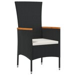 vidaXL Ensemble de salle à manger de jardin 9 pièces avec coussins noir poly rotin