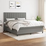 vidaXL Sommier à lattes de lit avec matelas Gris foncé 160x200cm Tissu