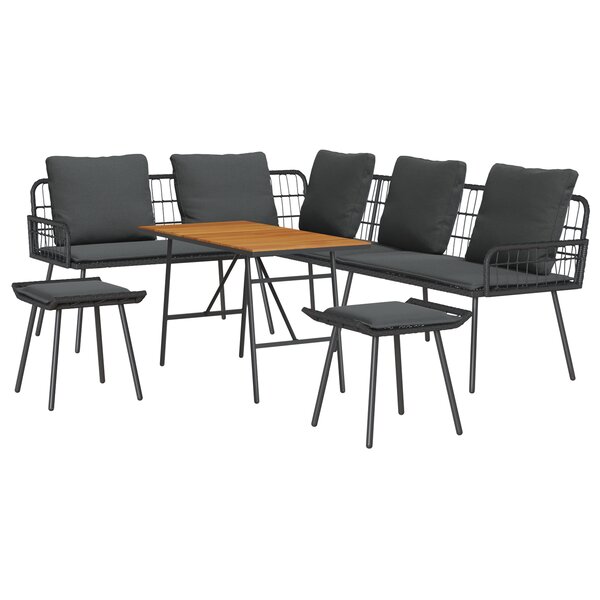 vidaXL Ensemble de 4 canapés de jardin avec coussins en poly rotin noir