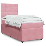 vidaXL Sommier à lattes de lit avec matelas Rose 100x200 cm Velours