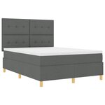 vidaXL Lit à ressorts avec matelas Gris foncé 140x200 cm Tissu