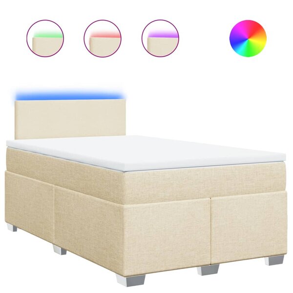 vidaXL Sommier à lattes de lit avec matelas crème 120x190 cm tissu