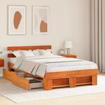 vidaXL Cadre de lit avec tiroirs Marron ciré 135x190 cm Bois de pin massif