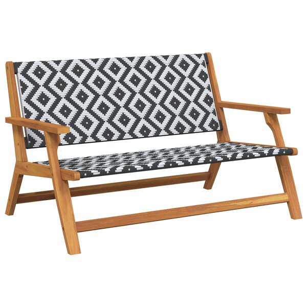 vidaXL Banc de jardin Noir et blanc 122x76x73.5 cm Bois massif d'acacia