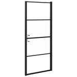 vidaXL Porte de douche 81x195 cm Verre trempé demi-dépoli Noir