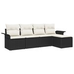 Ensemble de Canapé de Jardin 5 Pièces avec Coussins Noir Poly Rotin