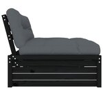 vidaXL Canapé central 120x80 cm noir bois de pin massif