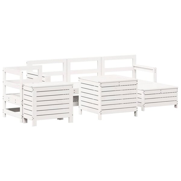 vidaXL Salon de jardin 7 Pièces blanc bois de pin massif