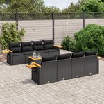 vidaXL Salon de jardin 9 Pièces avec coussins noir résine tressée