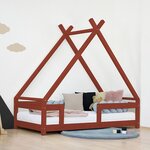 Lit cabane enfant TAHUKA 80 x 180 rouge brique