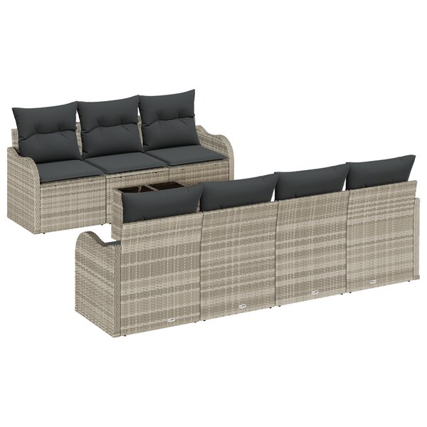 Ensemble de Canapés de Jardin 8 Pièces avec Coussins en Rattan Poly Gris Clair