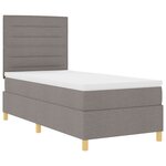 vidaXL Lit avec sommier à ressorts avec matelas taupe 100x200 cm en tissu