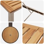 vidaXL Chaise longue avec roues 207x58x35 cm en bois massif acacia et acier inoxydable