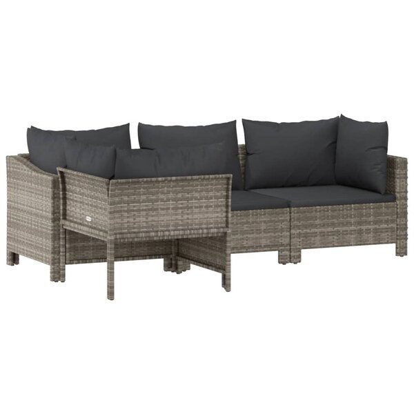 Salon de jardin meuble d'extérieur ensemble de mobilier 4 pièces avec coussins gris résine tressée 02_0016154