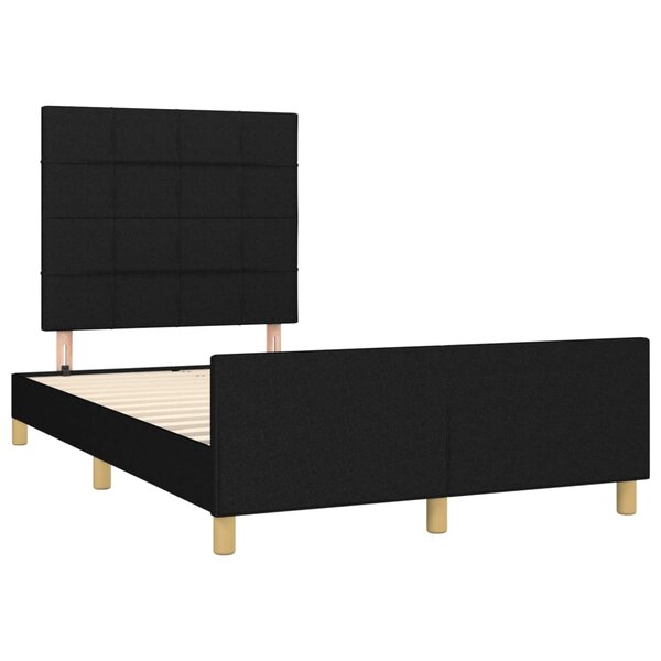 vidaXL Cadre de lit avec tête de lit noir 120x190 cm tissu