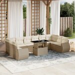 vidaXL Salon de jardin 11 Pièces avec coussins beige résine tressée