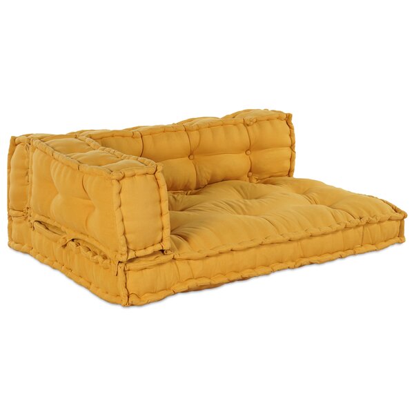 Coussin de canapé sur palette vidaXL avec accoudoirs et dossier en tissu jaune