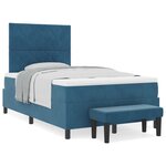 vidaXL Lit à Ressorts avec Matelas & Banc Bleu Foncé 120x200 cm Velours
