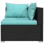 vidaXL Salon de jardin 3 Pièces avec coussins Noir Résine tressée