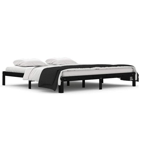 vidaXL Cadre de lit sans matelas noir bois massif de pin 200x200 cm