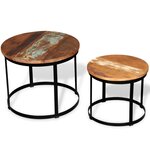 vidaXL Table basse 2 Pièces Bois récupéré massif Rond 40 cm / 50 cm