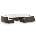 vidaXL Salon de jardin 10 Pièces avec coussins Marron Résine tressée