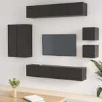 vidaXL Ensemble de meubles TV 8 Pièces Noir Bois d'ingénierie