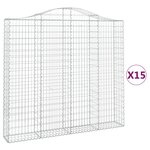 vidaXL Paniers à gabions arqués 15 Pièces 200x30x180/200 cm Fer galvanisé