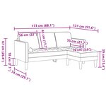 vidaXL Sofa 3 places avec chaise L en velours noir de 160 cm