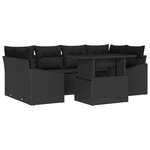 vidaXL Ensemble de Canapé de Jardin 7 Pièces avec Coussins Noir Poly Rattan
